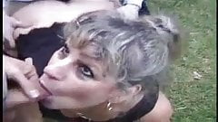 Slutty french mature outdoor anal gangbang